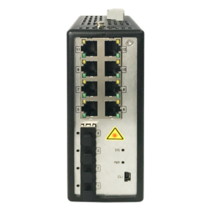 Switch Industrial Administrable / 8 Puertos Gigabit PoE+ 30W / 4 Puertos SFP / 250W Total / 48-57 VCD / -40°C a 75°C / 140×52×110 mm / 5.5×2.0×4.3 pulgadas