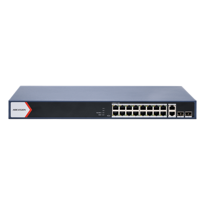 Switch PoE+ Monitoreable / 16 Puertos Gigabit / 2 Uplink / 2 SFP / Alcance Extendido 300 m / 984 pies / 125 W / Gestión Nube