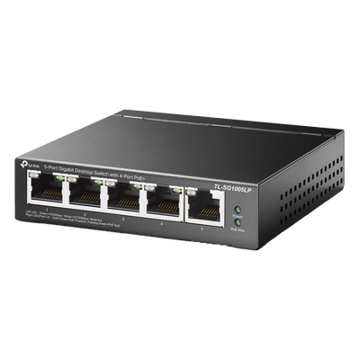 Switch Escritorio No Administrable / 5 Puertos Gigabit / 4 Puertos PoE 802.3af/at / 40 W / Sin Ventilador / 3.9 x 3.9 x 1.0 pulgadas