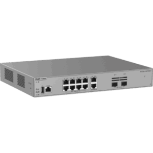 Switch Capa 3 / 10 Puertos Gigabit PoE+ / 2 Puertos SFP 2.5GE / Capacidad de Conmutación 30 Gbps / PoE Budget 125 W / Diseño sin Ventilador / Protección contra Sobretensiones 10 kV / VSU / OSPF / RIP / Línea Cybrey