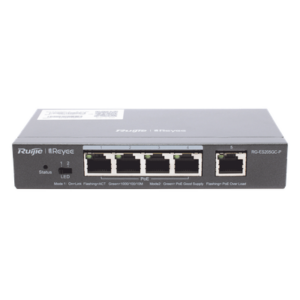 Switch Administrable PoE / 5 Puertos Gigabit / 4 Puertos PoE 802.3af/at / 54 W / Capacidad 10 Gbps / Gestión Cloud / Sin Ventilador