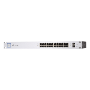 Switch PoE UniFi capa 2 Administrable de 26 puertos Gigabit (24 eth PoE y 2 SFP) 802.3 af/at / Pasivo 24V, 500 Watts, throughput de 38.69 Mpps