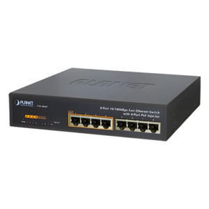Switch no administrable PoE de 8 puertos 10/100 Mbps con 4 puertos PoE 802.3af