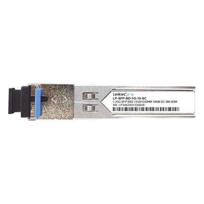 Transceptor SFP Bidireccional / 1.25 Gbps / Monomodo 10 km (6.2 mi) / 1310 & 1550 nm / Conector SC/UPC Simplex / Hot-Pluggable / DDM / 2 Piezas