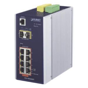Switch Industrial Administrable Capa 2 / 8 Puertos PoE Gigabit 802.3af/at / 2 Puertos SFP 1/2.5G / Fuente Redundante / 258W PoE Total