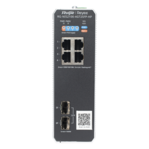 Switch Industrial PoE+ / 4 Puertos Gigabit / 1 PoE++ 60W + 3 PoE+ 30W / 2 SFP Uplink / 12 Gbps / -40°C a 75°C / Protección 6 kV