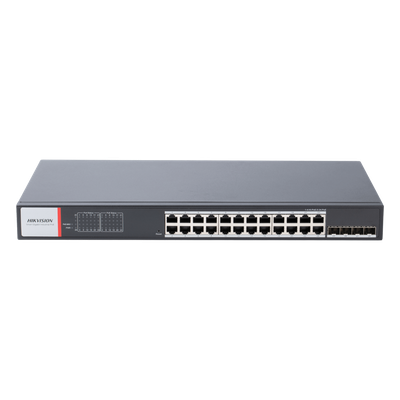 Switch Industrial Administrable / 24 Puertos Gigabit PoE+ / 4 Puertos SFP / Alcance Extendido 300 m (984.3 ft) / 370 W / Gestión en la Nube