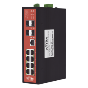 Switch PoE Industrial Administrable / 8 Puertos Gigabit + 4 SFP / PoE Mixto 24V/48V / 802.3af/at/bt 60W / Protección 8kV / Riel DIN / -40°C a 80°C