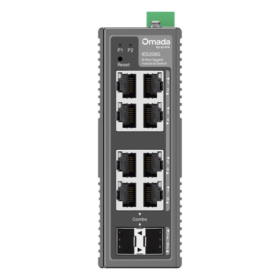 Switch Industrial Easy Managed / 8 Puertos Gigabit / 2× Combo RJ45/SFP / 16 Gbps / -40°C a 75°C (-40°F a 167°F) / Protección 6kV / IP40 / Montaje DIN Rail