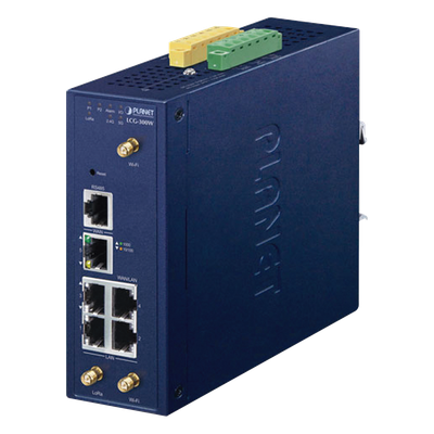 Gateway Industrial LoRaWAN / 5 Puertos 10/100/1000T / 300 Nodos / EU868 US915 AS923 / -45 a 75°C / RS485 Modbus