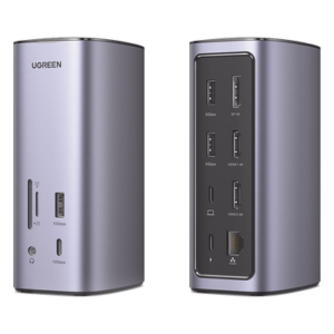 Docking Station USB-C 12 en 1 / 8K HDMI / 4K DisplayPort / USB 3.2 Gen 2 10Gbps / Gigabit Ethernet / Lector SD+MicroSD / Audio 3.5mm / PD 100W