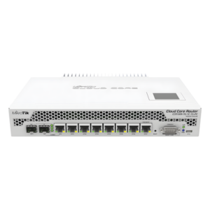 Cloud Core Router, CPU 9 Núcleos,7 Puertos Gigabit, 1 Combo TP/SFP, 1 puerto SFP+, 2 GB memoria y enfriamiento pasivo