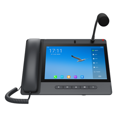 Teléfono IP Android / 20 Líneas SIP / Pantalla Táctil 10.1' / Wi-Fi Dual / Bluetooth / PoE / Puertos Gigabit / Video H.264