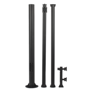 Poste Seccionado para Videovigilancia / 6 m (19.7 ft) / 3 Secciones / Base 140 mm / Espesor 3 mm / Brazo PTZ 500 mm / IP con Sellos / Color Negro