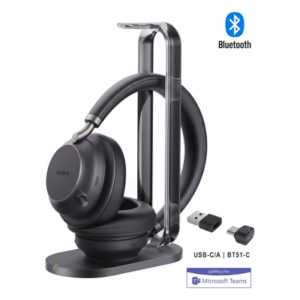 Auriculares Bluetooth Profesionales / Cancelación Activa de Ruido 35 dB / Bluetooth 5.3 / Alcance 45 m (147.6 ft) / Autonomía 40 Horas / 5 Micrófonos Acoustic Shield