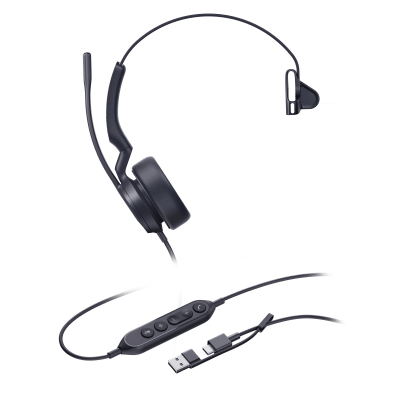 Auriculares Mono USB / Cancelación de Ruido AI Dual-Mic / Altavoz 35 mm / USB-C con Adaptador A / Indicador de Ocupado / Microsoft Teams