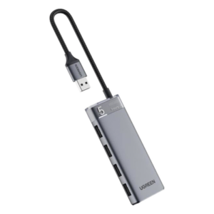 HUB USB 3.2 Gen1 / 4 Puertos USB-A / 5Gbps / Carcasa ABS+PC Metalizado / Cable Nylon 20cm / OTG / LED Indicador