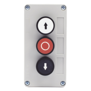 Botonera de control triple / IP40 / -20 a 50 °C / ≤24 VCC / 67 x 133 x 49 mm / 2.6 x 5.2 x 1.9 in