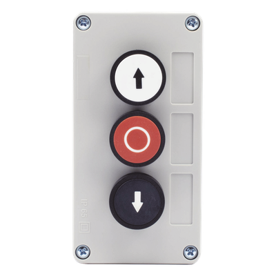 Botonera de control triple / IP40 / -20 a 50 °C / ≤24 VCC / 67 x 133 x 49 mm / 2.6 x 5.2 x 1.9 in