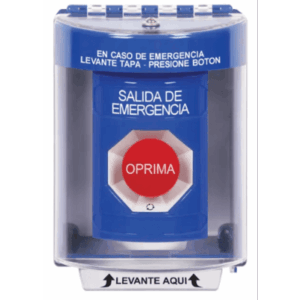 Botón Multipropósito de Superficie / Texto Salida de Emergencia en Español / Relevadores Dobles Forma C / Tapa de Policarbonato / Llave para Restablecer / Interior/Exterior