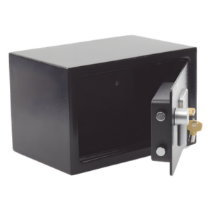 Caja Fuerte Electrónica Compacta / Teclado 3-8 Dígitos / Cerrojos 17 mm / Acero Calibre #9 y #16 / Bloqueo por Intentos Fallidos