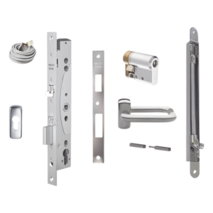 Kit de cerradura electrificada / Perfil angosto / Control de acceso exterior / Salida libre interior / Puerta simple
