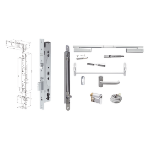 Kit de Cerradura Electrificada / Control de Acceso Integrado / Barra Antipánico / Perfil Angosto / Acero Inoxidable
