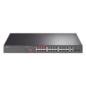 Switch PoE+ / 24 Puertos 10/100 Mbps / 2 Puertos Gigabit Combo / 2 Puertos SFP / Alcance PoE 250 m (820.2 ft) / Presupuesto PoE 250 W