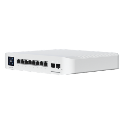 Switch administrable Capa 3 / 8 puertos GbE / 6 PoE+ af/at y 2 PoE++ 802.3bt / 2 SFP+ 10G / 120W PoE / Pantalla táctil 1.3"