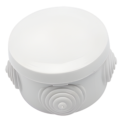 Caja de Derivación Circular / 4 Glándulas de Goma Ajustables / IP55 / -40 a 120°C / 70 mm Diámetro x 48 mm Alto