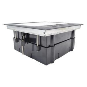 Caja de Piso / 4 Módulos Universales / ABS y Acero Galvanizado / 1.957 kg / 6.42 lb / Negro