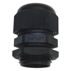 Conector Tipo Glándula / Rosca NPT 3/4" / Rango Cable 10-16 mm / Plástico Industrial / Color Negro