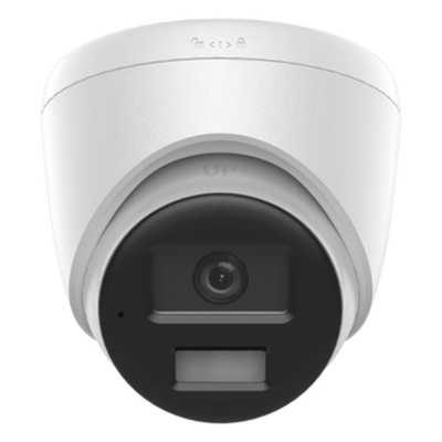 Cámara Turret IP / 4 Megapixel / Dual Light 20 m (65.6 ft) / Lente 2.8 mm / 104° / Audio Integrado / IP67 / PoE