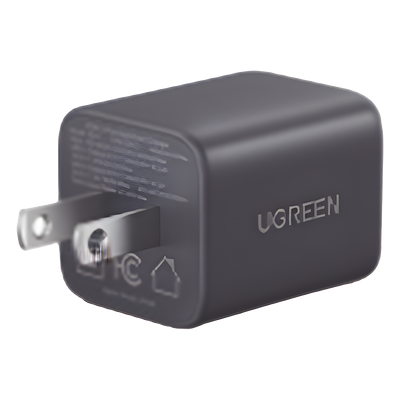 Cargador Rápido GaN / 20 W / Dual Puerto USB-C PD + USB-A QC 3.0 / Ultracompacto 43 x 33.6 x 32 mm