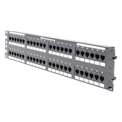 Panel de Parcheo de Impacto / Categoría 6A / 48 Puertos / 2UR / 19" / PoE++ 100W