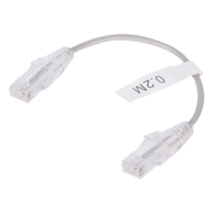 Cable de Parcheo Slim UTP Cat6 / 20 cm (0.66 ft) / 28 AWG / Conectores RJ45 Chapados en Oro / Gris