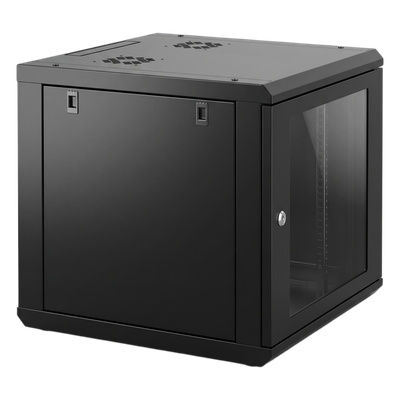 Gabinete de Pared 9U / 19 in / Profundidad 635 mm (2.08 ft) / Carga 100 kg / Cristal Templado / Acero Reforzado
