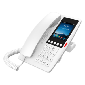 Teléfono IP Hotelero Wi-Fi 6 / Pantalla IPS 3.5" 320x480 / 2 Líneas SIP / 5 Teclas Programables / Puerto USB-A / PoE 802.3af / Audio HD / Diseño Blanco