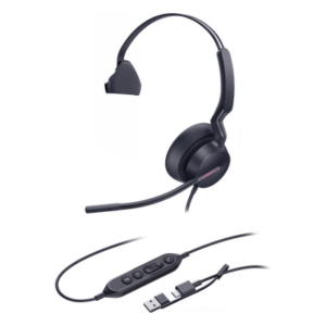 Auriculares USB Mono / Cancelación de Ruido IA / Altavoz 35 mm / USB-C/A Plug-and-Play / Compatible con Microsoft Teams