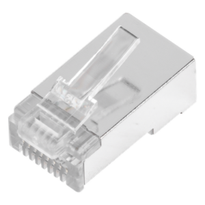 Bote de Plugs Pass Through RJ45 / Cat5e Blindado / Chapado Oro 30 Micras / 24AWG / 100 Piezas