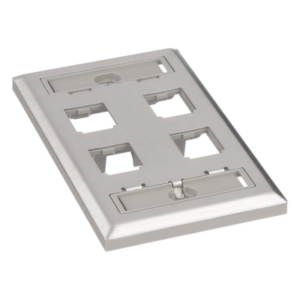 Placa de Pared Vertical / Acero Inoxidable Grado 304 / 4 Puertos Mini-Com / 69.8 x 114.3 mm / 2.75 x 4.5 pulg.