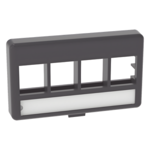 Placa de Mobiliario Modular / 4 Puertos Keystone / Salida Plana / 2.9" x 1.77" (73.66 x 44.95 mm) / Color Negro