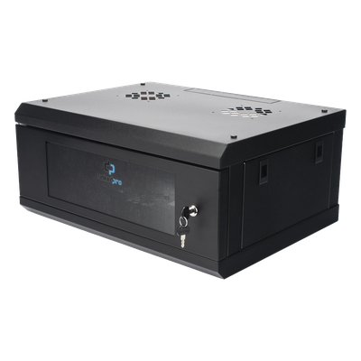 Gabinete de Pared 4U / 19" / Profundidad 455 mm / Cristal Templado / 80 kg / Interior