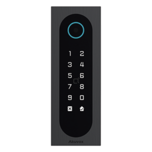 Control de Acceso Slim / 20,000 Tarjetas / 100,000 Eventos / IP65 & IK09 / Multi-Credencial QR-Bluetooth-PIN-RFID / Wiegand-RS485-Relay / Aluminio y Vidrio Templado