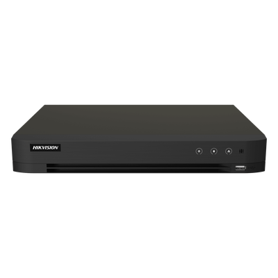 DVR Pentahíbrido / 16 Canales TurboHD + 16 Canales IP / 8 Megapixel (4K) / H.265+ / Audio Bidireccional / 1 Bahía HDD 10 TB / AcuSense