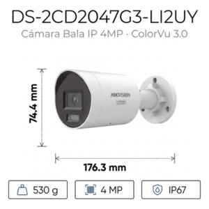 Cámara Bala IP / 4 Megapixel / ColorVu 3.0 / Dual Light 40 m (131.2 ft) / WDR 130 dB / AcuSense 3.0 / IP67 / NEMA 4X
