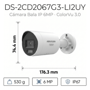 Cámara Bala IP / 6 Megapixel / ColorVu 3.0 / Dual Light 40 m (131.2 ft) / WDR 130 dB / AcuSense 3.0 / IP67 NEMA 4X